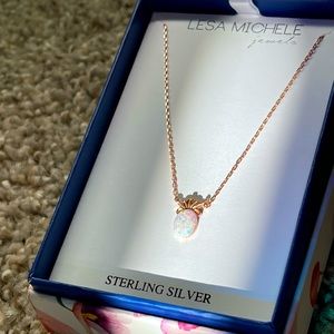 Lesa Michele Jewels Sterling Silver -- Rose Gold Color Pineapple Necklace